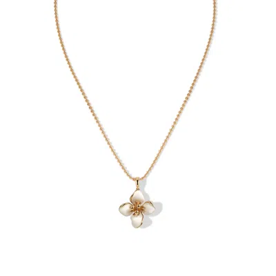 Retro Chic Women's White / Gold Iris Blossom Pendant Neckalce In Multi