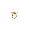 Retro Chic Women's White / Gold Iris Blossom Ring In Multi