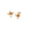 Retro Chic Women's White / Gold Iris Blossom Stud Earrings In Multi