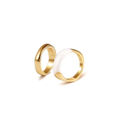 Retro Chic Women's White / Gold Time Ripples Ring