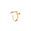 Retro Chic Women's White / Gold Time Ripples Round Ring