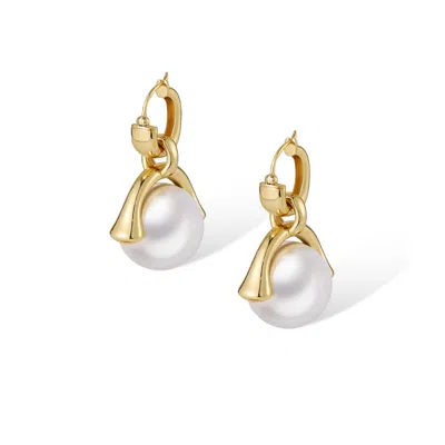 Retro Chic Women's White / Gold Victoria Moon Earrings In Multi