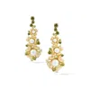 Retro Chic Women's White / Green / Gold Garden Blossom Earrings