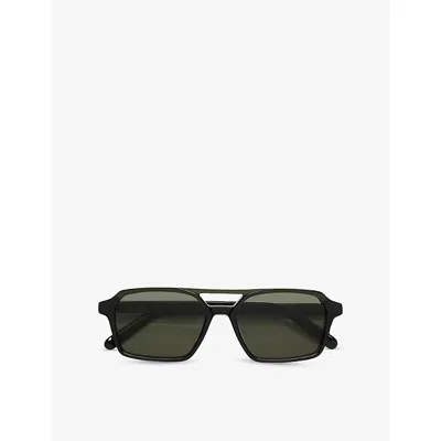 Retro Super Future Womens Green Maison Margiela Lunettes 7 Vertes Irregular-frame Sunglasses In Black