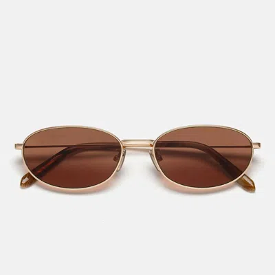 Retro Super Future Scratch Egg Sunglasses V21 Gold/red Unisex In Brown