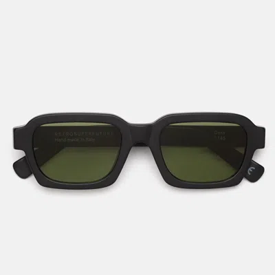 Retro Super Future Sunglasses Caro Black Matte Hiw Matte Black/green Unisex In Multi
