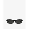 Retro Super Future Womens Black Scatto Rectangular-frame Acetate Sunglasses In Black