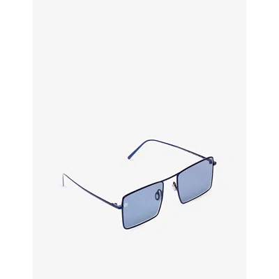Retro Super Future Womens Blu 8m12 Square-frame Metal Sunglasses In Blue