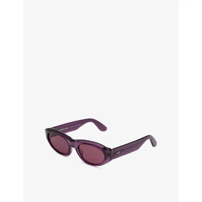 Retro Super Future Womens Cinema Melanzana Cat-eye Acetate Sunglasses In Purple