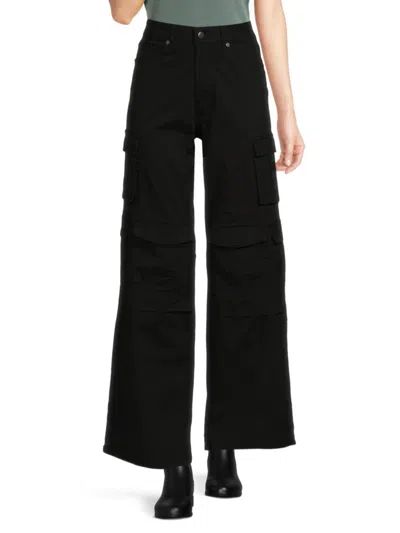 Retrod Women's Capria Wide Leg Cargo Pants In Black
