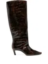 Retroféte 55mm Taliah Crocodile-effect Knee-high Boots In Brown