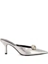 Retroféte Francesca Leather Kitten Mule In Metallic