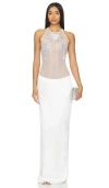 Retroféte Meridian Crystal-embellished Gown In White