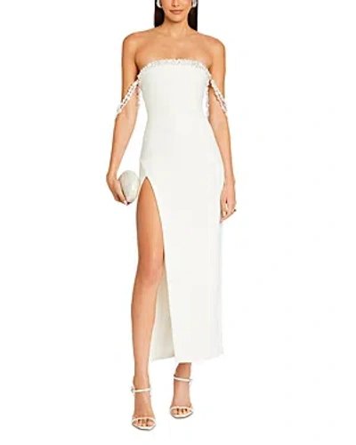 Retroféte Abilene Off The Shoulder High Slit Maxi Dress In White