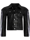 Retroféte Ada Puff-sleeve Coated Denim Jacket In Black