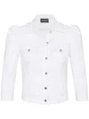 Retroféte Ada Puff-sleeve Denim Jacket In White