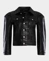 Retroféte Ada Puff-sleeve Coated Denim Jacket In Liquid Black