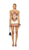 Retroféte Adelaide Floral Silk Halter Mini Dress