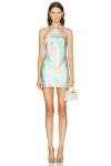 Retroféte Adelaide Silk Mini Dress In Blue