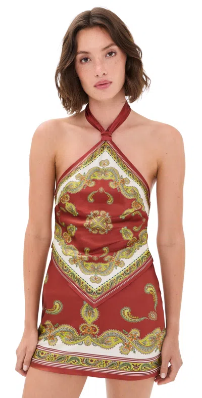Retroféte Adelaide Mini Dress Rust Paisley