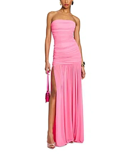 Retroféte Adele Ruched Strapless Maxi Dress In Candy Pink