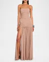 Retroféte Retrofete Adele Draped Tulle Evening Gown In Latte