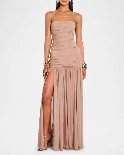 RETROFÉTE ADELE RUCHED STRAPLESS MAXI DRESS
