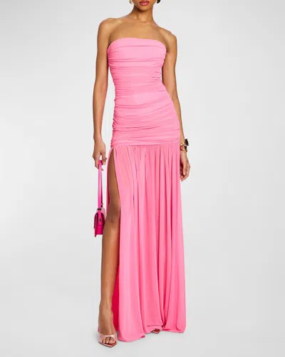Retroféte Adele Ruched Strapless Maxi Dress In Pink