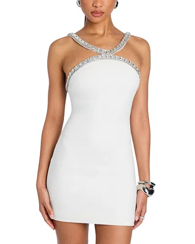 Retroféte Beaded Halter Neck Mini Dress In White