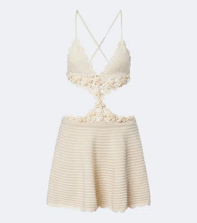 Retroféte Retrofête Aisola Cotton-blend Crochet Minidress In Neutral