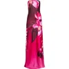 Retroféte Aiyanna Floral Silk Strapless Dress In Orchid Ombre