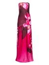 Retroféte Aiyanna Floral Silk Strapless Dress In Pink