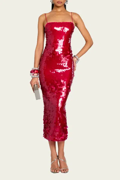 Retroféte Alana Sequin Dress In Cerise