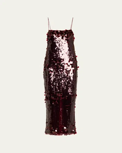 Retroféte Alana Sequined Midi Dress In Red