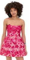Retroféte Alira Strapless Sequined Lace Mini Dress In Cerise