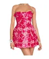 Retroféte Alira Strapless Sequined Lace Mini Dress In Cherry Red