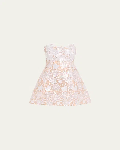 Retroféte Alira Strapless Sequined Lace Mini Dress
