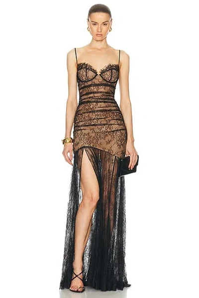 Retroféte Aliza Sheer Lace Overlay Sweetheart Dress In Black