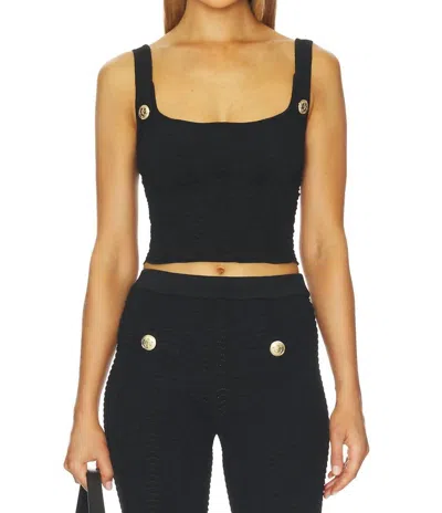 Retroféte Aloe Knit Crop Top In Metallic Black