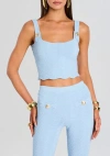 Retroféte Aloe Top In Metallic Powder Blue