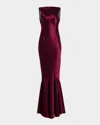 Retroféte Ambrosia Satin Open-back Gown In Purple