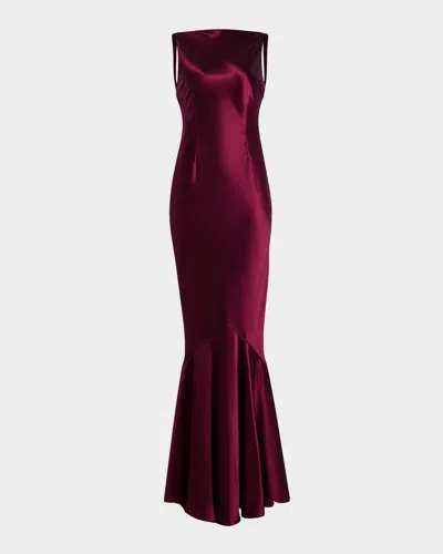 Retroféte Ambrosia Satin Open-back Gown In Purple
