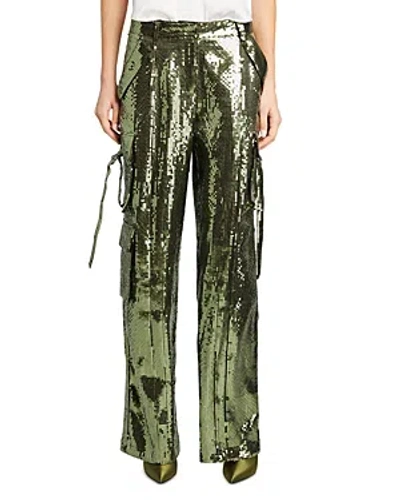 Retroféte Andre Sequin Pants In Military Green Sequins