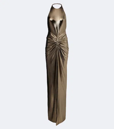 Retroféte Retrofête Anida Gathered Halterneck Gown In Gold