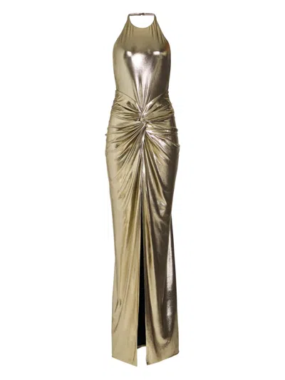 Retroféte Anida Slit Gown In Gold