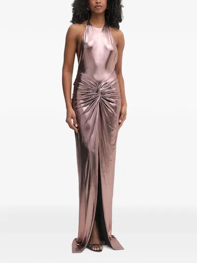 Retroféte Anida Twist-detail Halterneck Maxi Dress In Pink