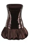 Retroféte Sequin-embellished Bubble Dress In Brown