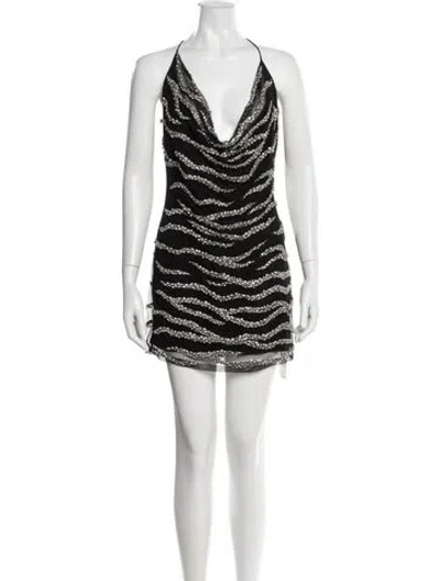Pre-owned Retroféte Animal Print Mini Dress In Black