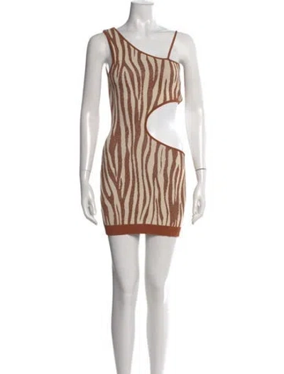 Pre-owned Retroféte Animal Print Mini Dress In Brown