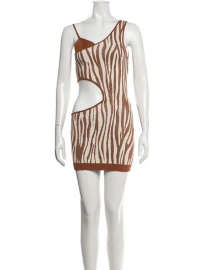 Pre-owned Retroféte Animal Print Mini Dress In Brown/neutrals